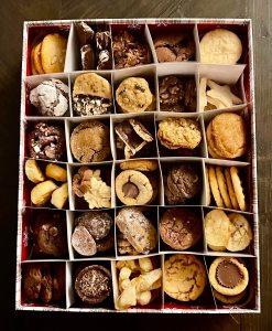 The box of cookies (30 different kinds) I took to work in December 2022.